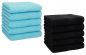 Preview: Pack of 10 Wash Cloths Flannel Towels PREMIUM 100% Cotton 30x30 cm (turquoise & black)