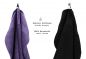 Preview: Betz 10 Stück Gästehandtücher PREMIUM 100%Baumwolle Gästetuch-Set 30x50 cm Farbe lila und schwarz