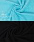 Preview: Lot de 10 serviettes d'invité "Premium" taille 30 x 50 cm couleur bleu turquoise/noir, qualité 470g/m², 10 serviettes d'invité 30x50 cm en coton de Betz