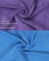 Preview: Betz 10 Stück Waschhandschuhe PREMIUM 100% Baumwolle Waschlappen Set 16x21 cm Farbe lila und hellblau