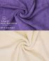 Preview: Betz 10 Stück Waschhandschuhe PREMIUM 100% Baumwolle Waschlappen Set 16x21 cm Farbe lila und beige