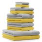 Preview: Betz 10 Piece Towel Set CLASSIC 100% Cotton 2 Face Cloths 2 Guest Towels 4 Hand Towels 2 Bath Towels Colour: yellow & silver grey