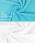 Preview: Betz 10-tlg. Handtuch-Set CLASSIC 100% Baumwolle 2 Duschtücher 4 Handtücher 2 Gästetücher 2 Seiftücher Farbe türkis und weiß