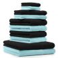 Preview: Betz 10 Piece Towel Set CLASSIC 100% Cotton 2 Face Cloths 2 Guest Towels 4 Hand Towels 2 Bath Towels Colour: turquoise & black