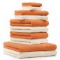 Preview: Betz 10-tlg. Handtuch-Set CLASSIC 100%Baumwolle 2 Duschtücher 4 Handtücher 2 Gästetücher 2 Seiftücher Farbe beige und orange