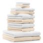 Preview: Betz Juego de 10 toallas CLASSIC 100% algodón 2 toallas de baño 4 toallas de lavabo 2 toallas de tocador 2 toallas faciales beige y blanco