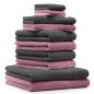 Preview: Betz Set di 10 asciugamani Classic-Premium 2 lavette 2 asciugamani per ospiti 4 asciugamani 2 asciugamani da doccia 100 % cotone colore rosa antico e grigio antracite