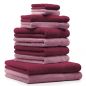 Preview: Lot de 10 serviettes "Classic" - Premium, 2 débarbouillettes, 2 serviettes d'invité, 4 serviettes de toilette, 2 serviettes de bain vieux rose et rouge foncé de Betz
