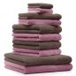 Preview: Betz Juego de 10 toallas CLASSIC 100% algodón 2 toallas de baño 4 toallas de lavabo 2 toallas de tocador 2 toallas faciales rosa y marrón nuez