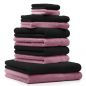 Preview: Betz 10 Piece Towel Set CLASSIC 100% Cotton 2 Face Cloths 2 Guest Towels 4 Hand Towels 2 Bath Towels Colour: old rose & black