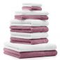 Preview: Betz 10-tlg. Handtuch-Set CLASSIC 100% Baumwolle 2 Duschtücher 4 Handtücher 2 Gästetücher 2 Seiftücher Farbe altrosa und weiß