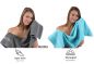 Preview: Betz Set di 10 asciugamani Classic-Premium 2 lavette 2 asciugamani per ospiti 4 asciugamani 2 asciugamani da doccia 100 % cotone colore grigio antracite e turchese