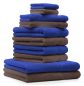 Preview: Betz Set di 10 asciugamani Premium 2 asciugamani da doccia 4 asciugamani 2 asciugamani per ospiti 2 guanti da bagno 100% cotone colore blu reale e marrone noce