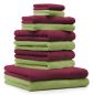 Preview: Lot de 10 serviettes Premium rouge foncé et vert pomme, 2 serviettes de bain, 4 serviettes de toilette, 2 serviettes d'invité et 2 gants de toilette de Betz