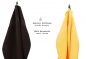 Preview: Betz 10-tlg. Handtuch-Set PREMIUM 100%Baumwolle 2 Duschtücher 4 Handtücher 2 Gästetücher 2 Waschhandschuhe Farbe Gelb & Dunkel Braun