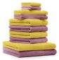 Preview: Betz 10-tlg. Handtuch-Set PREMIUM 100%Baumwolle 2 Duschtücher 4 Handtücher 2 Gästetücher 2 Waschhandschuhe Farbe Gelb & Altrosa