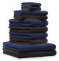 Preview: Betz Juego de 10 toallas PREMIUM 100% algodón en azul marino y marrón oscuro
