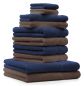 Preview: Betz Juego de 10 toallas PREMIUM 100% algodón en azul marino y marrón nuez