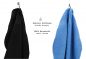 Preview: Betz 10-tlg. Handtuch-Set PREMIUM 100%Baumwolle 2 Duschtücher 4 Handtücher 2 Gästetücher 2 Waschhandschuhe Farbe Schwarz & Hell Blau