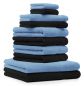 Preview: Betz 10 Piece Towel Set PREMIUM 100% Cotton 2 Wash Mitts 2 Guest Towels 4 Hand Towels 2 Bath Towels Colour: black & light blue