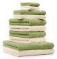 Preview: Betz 10-tlg. Handtuch-Set PREMIUM 100%Baumwolle 2 Duschtücher 4 Handtücher 2 Gästetücher 2 Waschhandschuhe Farbe Beige & Apfel Grün
