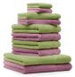 Preview: Betz 10 Piece Towel Set PREMIUM 100% Cotton 2 Wash Mitts 2 Guest Towels 4 Hand Towels 2 Bath Towels Colour: apple green & old rose