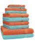 Preview: Betz Juego de 10 toallas PREMIUM 100% algodón en naranja y turquesa