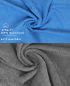 Preview: Betz 10-tlg. Handtuch-Set PREMIUM 100%Baumwolle 2 Duschtücher 4 Handtücher 2 Gästetücher 2 Waschhandschuhe Farbe Hell Blau & Anthrazit Grau