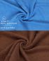 Preview: Betz 10-tlg. Handtuch-Set PREMIUM 100%Baumwolle 2 Duschtücher 4 Handtücher 2 Gästetücher 2 Waschhandschuhe Farbe Hell Blau & Nuss Braun