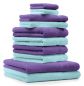 Preview: 10 Piece Towel Set "Premium" purple & turquoise, quality 470g/m², 2 bath towel 70 x 140 cm, 4 hand towels 100 x 50 cm, 2 guest towel 30 x 50 cm, 2 wash mitt 16 x 21 cm by Betz
