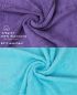 Preview: Betz 10-tlg. Handtuch-Set PREMIUM 100%Baumwolle 2 Duschtücher 4 Handtücher 2 Gästetücher 2 Waschhandschuhe Farbe Lila & Türkis