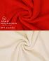 Preview: Set di 10 asciugamani per ospiti PREMIUM, colore: rosso e beige, misura:  30 x 50 cm