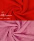 Preview: 10 Piece Guest Towel Set "Premium" red & old rose, 30 x 50 cm