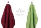 Preview: Betz 10 Stück Gästehandtücher PREMIUM 100%Baumwolle Gästetuch-Set 30x50 cm Farbe dunkelrot und apfelgrün