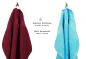 Preview: Betz 10 Stück Gästehandtücher PREMIUM 100%Baumwolle Gästetuch-Set 30x50 cm Farbe dunkelrot und türkis