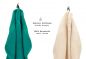 Preview: Betz 10 Stück Gästehandtücher PREMIUM 100%Baumwolle Gästetuch-Set 30x50 cm Farbe smaragdgrün und beige