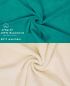 Preview: Lot de 10 serviettes d'invités Premium couleur: vert émeraude & beige, qualité 470g/m², 10 serviettes d'invité 30x50 cm en coton de Betz