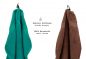 Preview: Betz 10 Stück Gästehandtücher PREMIUM 100%Baumwolle Gästetuch-Set 30x50 cm Farbe smaragdgrün und nussbraun