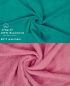 Preview: Betz 10 Stück Gästehandtücher PREMIUM 100%Baumwolle Gästetuch-Set 30x50 cm Farbe smaragdgrün und altrosa