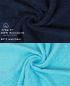 Preview: Betz 10 Stück Gästehandtücher PREMIUM 100%Baumwolle Gästetuch-Set 30x50 cm Farbe dunkelblau und türkis