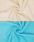 Preview: Lot de 10 serviettes d'invités Premium couleur: turquoise & beige, taille 30 x 50 cm