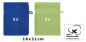 Preview: Betz 10 Stück Waschhandschuhe PREMIUM 100% Baumwolle Waschlappen Set 16x21 cm Farbe royalblau und apfelgrün