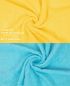 Preview: Betz 10 Stück Waschhandschuhe PREMIUM 100% Baumwolle Waschlappen Set 16x21 cm Farbe gelb und türkis