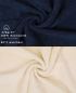 Preview: Betz 10 Stück Waschhandschuhe PREMIUM 100% Baumwolle Waschlappen Set 16x21 cm Farbe dunkelblau und beige
