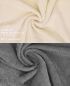 Preview: Betz 10 Stück Waschhandschuhe PREMIUM 100% Baumwolle Waschlappen Set 16x21 cm Farbe beige und anthrazit