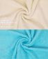 Preview: Betz 10 Stück Waschhandschuhe PREMIUM 100% Baumwolle Waschlappen Set 16x21 cm Farbe beige und türkis