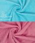 Preview: Betz 10 Stück Waschhandschuhe PREMIUM 100% Baumwolle Waschlappen Set 16x21 cm Farbe altrosa und türkis