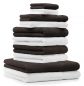 Preview: Betz Set di 10 asciugamani Classic 2 lavette 2 asciugamani per ospiti 4 asciugamani 2 asciugamani da doccia 100% cotone colore bianco e marrone scuro