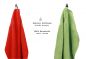 Preview: 10 uds. Juego de toallas Classic- Premium , color:  rojo y manzana verde , 2 toallas cara 30x30, 2 toallas de invitados 30x50, 4 toallas de 50x100, 2 toallas de baño 70x140 cm