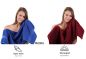 Preview: 10 uds. Juego de toallas Classic- Premium , color:azul y rojo oscuro  , 2 toallas de cara 30x30, 2 toallas de invitados 30x50, 4 toallas de 50x100, 2 toallas de baño 70x140 cm